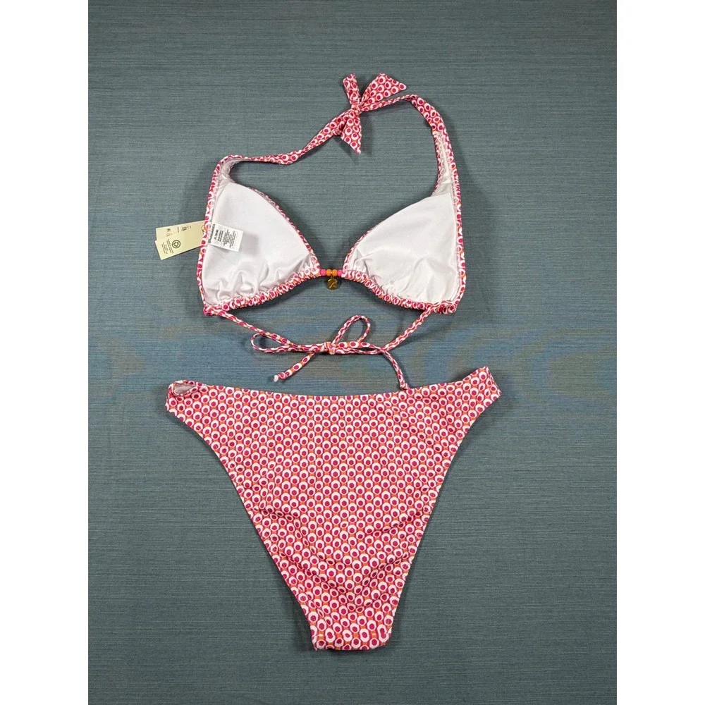 No‎ Boundaries Pink Geometric Bikini Set XL 16-18 Extra Cheeky High Leg NWT